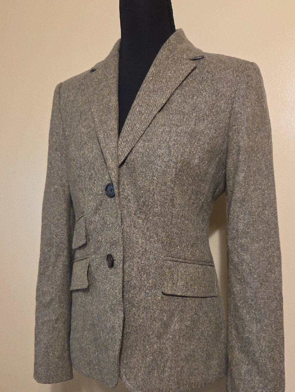 J. Crew 100% Wool Womens Classic Elbow Patch Tweed Blazer Jacket Academia Size 4